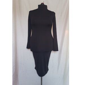 Black Turtleneck BodyCon MIdi Dress